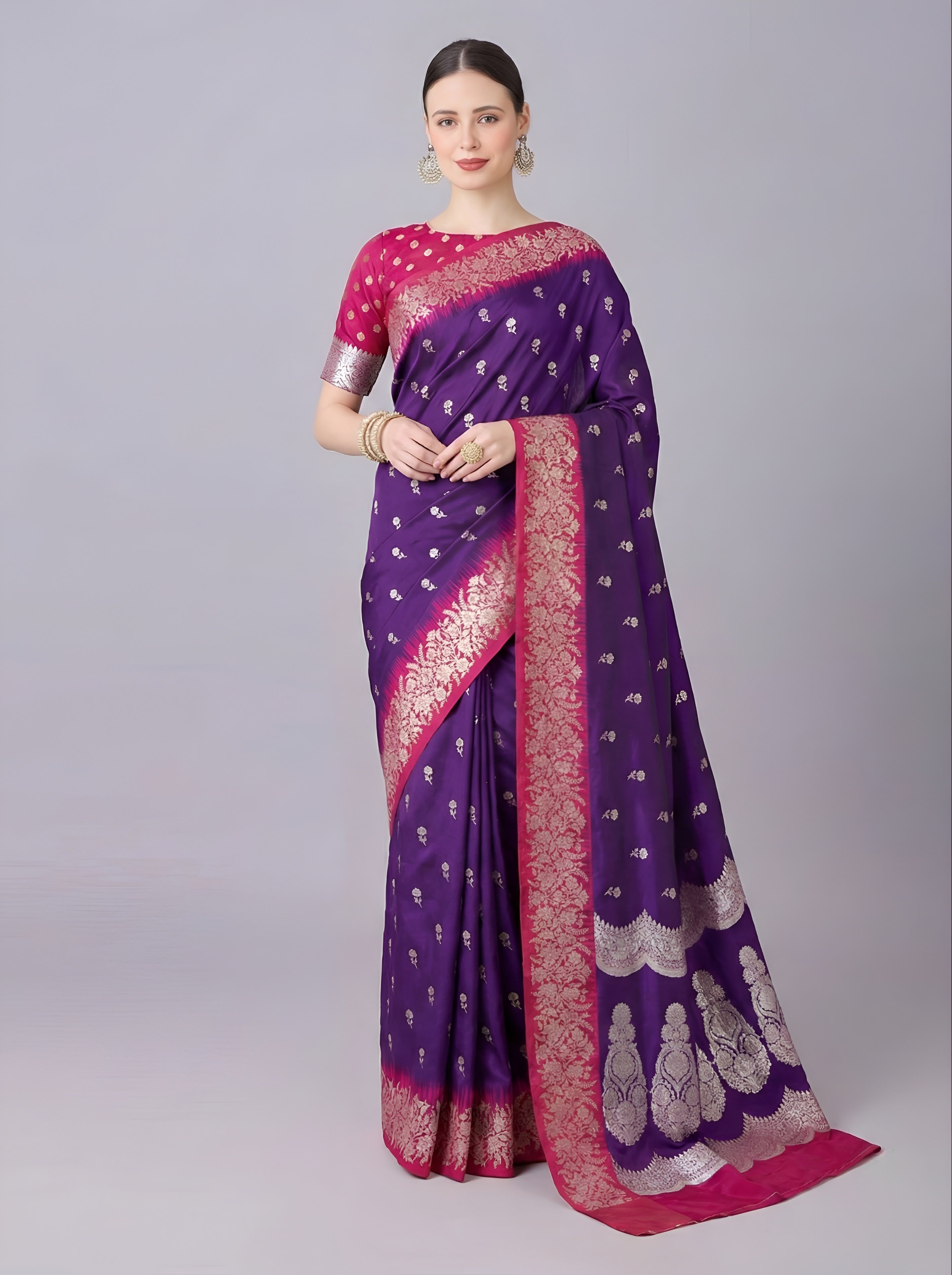 Women’s Premium Soft Banarasi Silk Saree with Zari Weaving & Meenakari Pallu SurMira Fashion