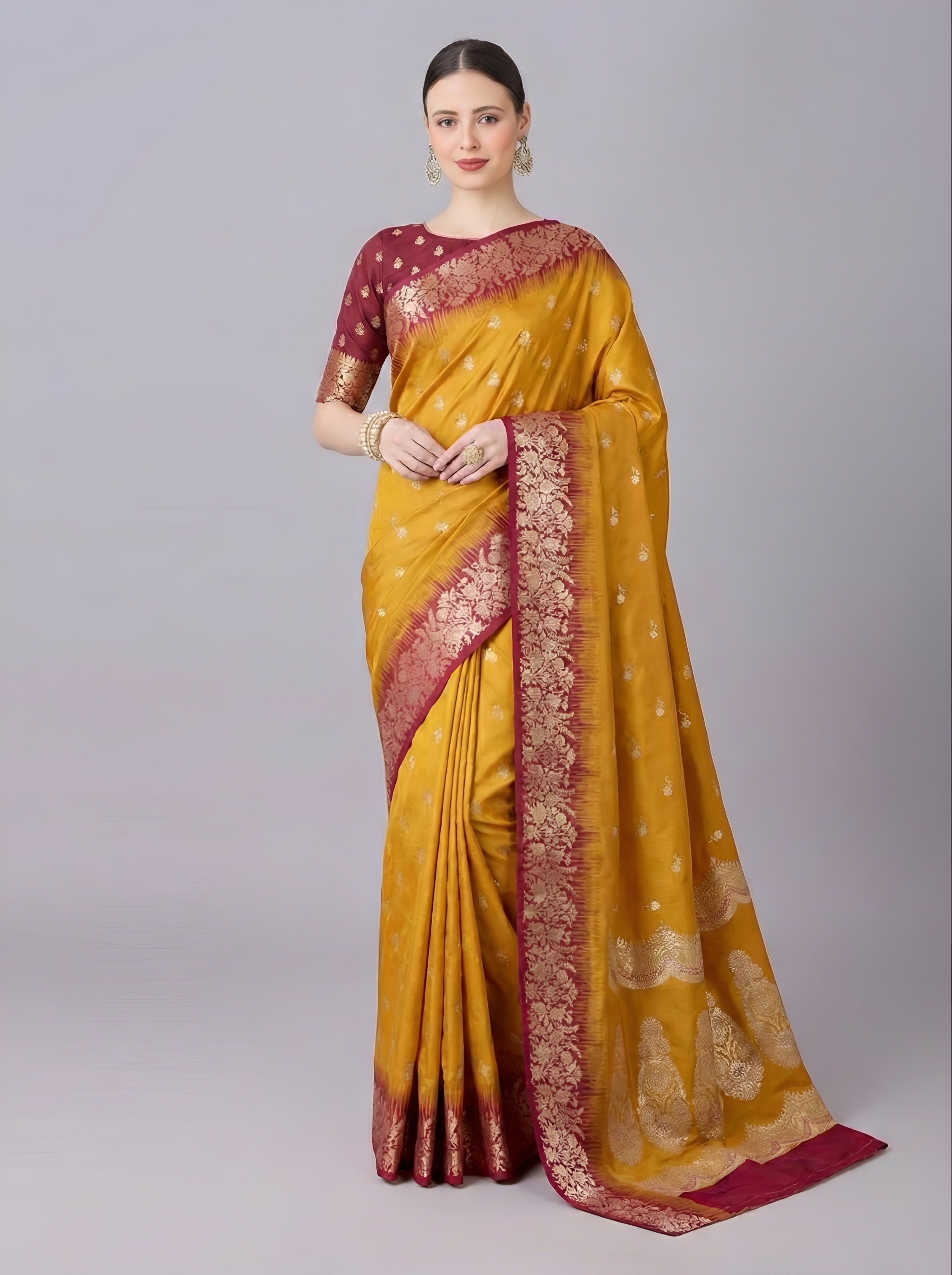 Women’s Premium Soft Banarasi Silk Saree with Zari Weaving & Meenakari Pallu SurMira Fashion