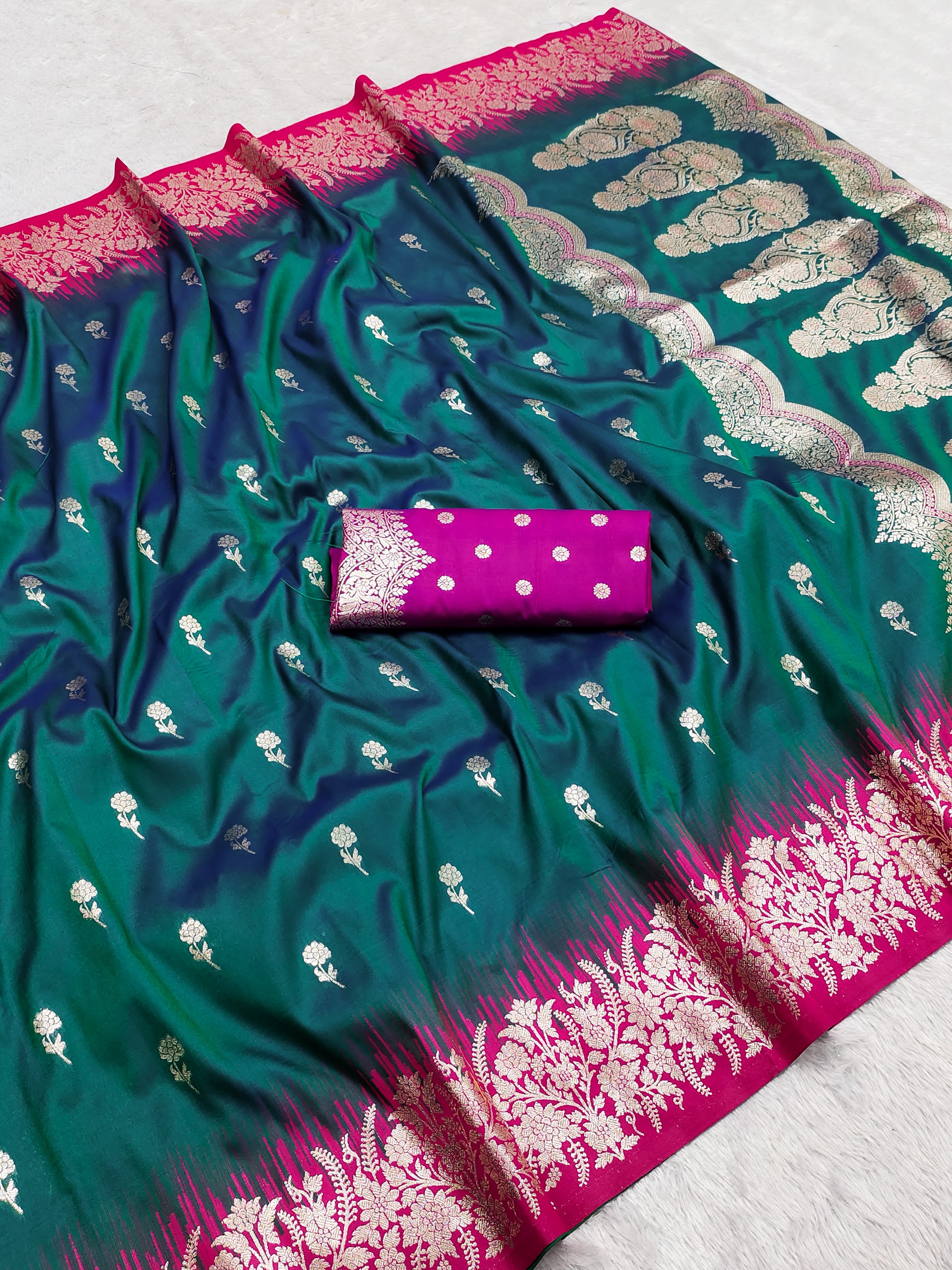 Women’s Premium Soft Banarasi Silk Saree with Zari Weaving & Meenakari Pallu SurMira Fashion
