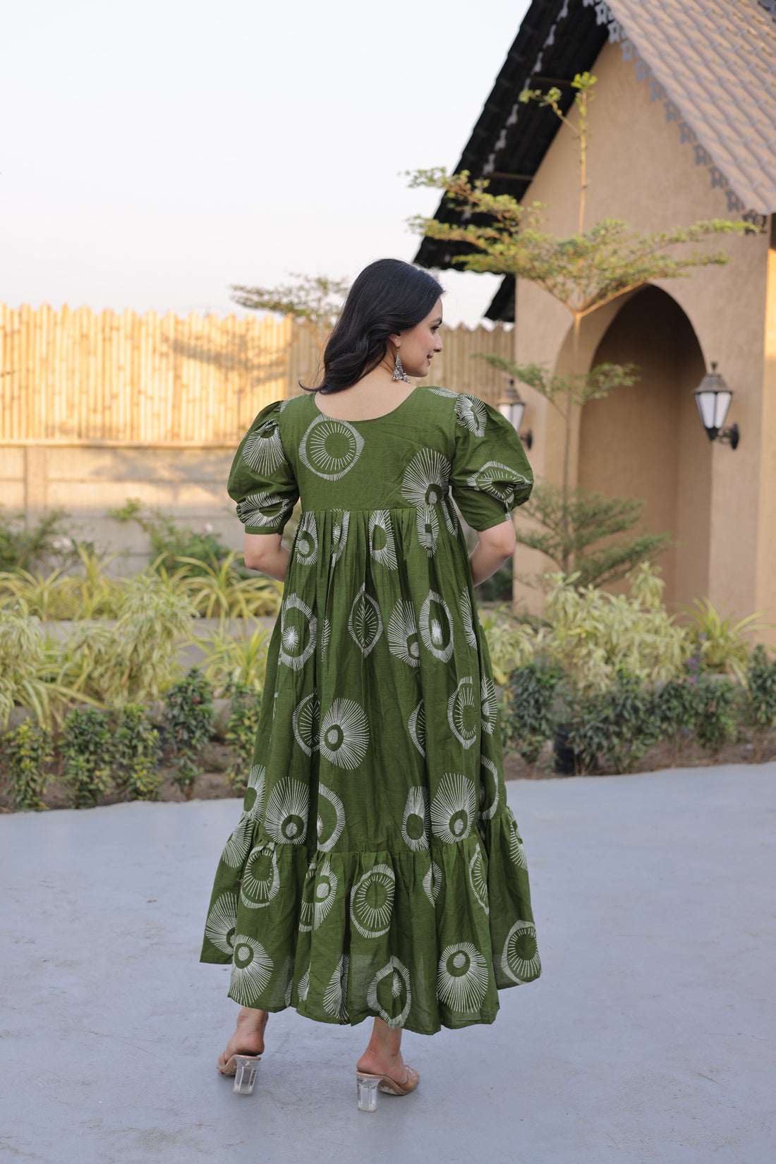 Women’s Printed Cotton Kurti with Puff Sleeves & Square Neck SurMira Fashion
