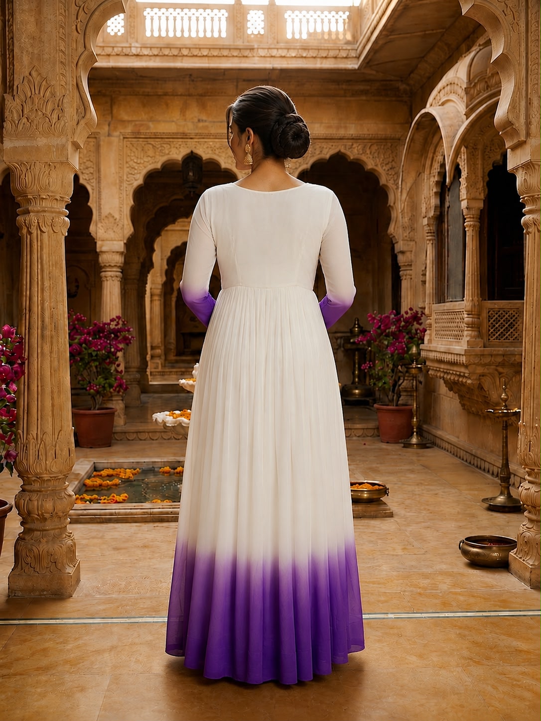 Women’s Star Georgette Gown with Embroidery Woolen Thread Work SurMira Fashion