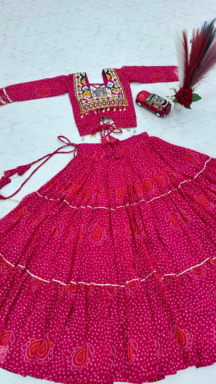 Women’s Pure Fox Georgette Lehenga Choli with Thread Embroidery & Codi Work SurMira Fashion