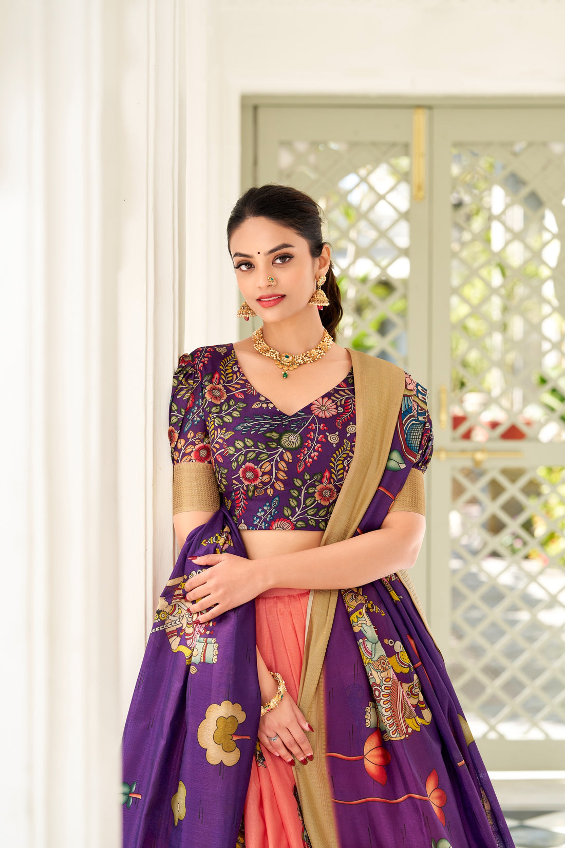 Premium Dola Silk Lehenga with Kalamkari Print SurMira Fashion