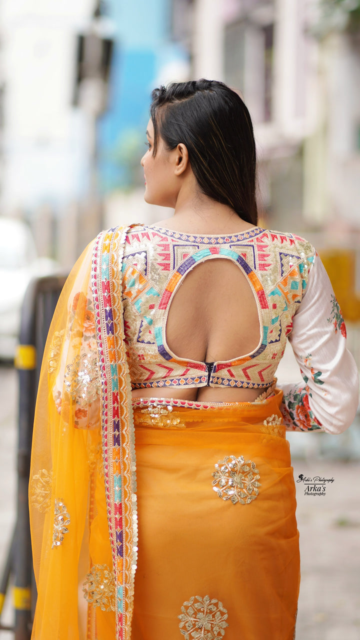 Designer Butterfly Net Saree with Embroidery Work SurMira Fashion