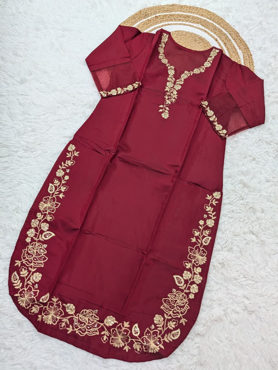 Designer Pure Viscose Chanderi Silk Kurti Set for Women