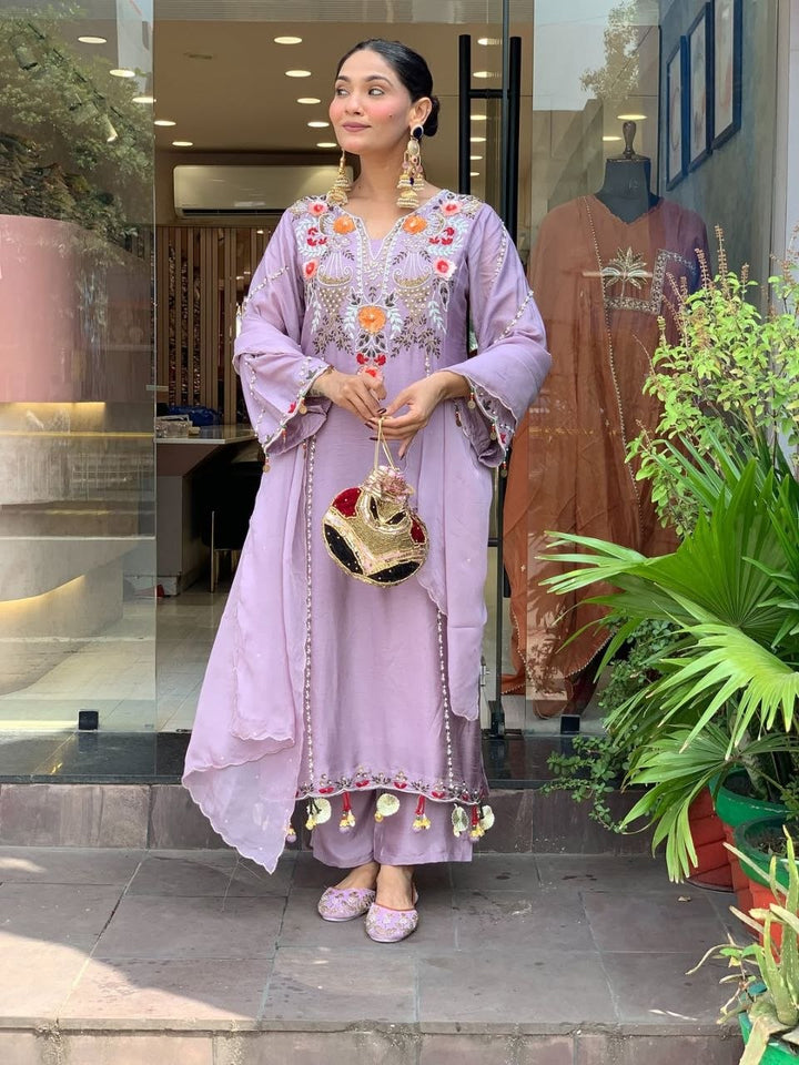 Elegant Viscose Chanderi Silk Kurti Set with Sequence Work SurMira Fashion