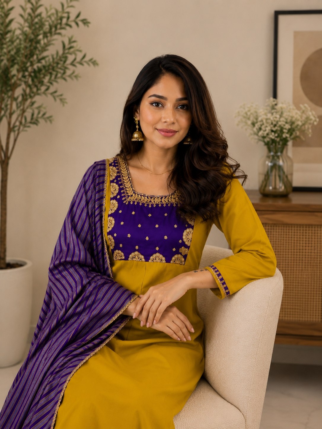 Women's Festive Wear Chanderi Suit Set with Sequence Embroidery Work