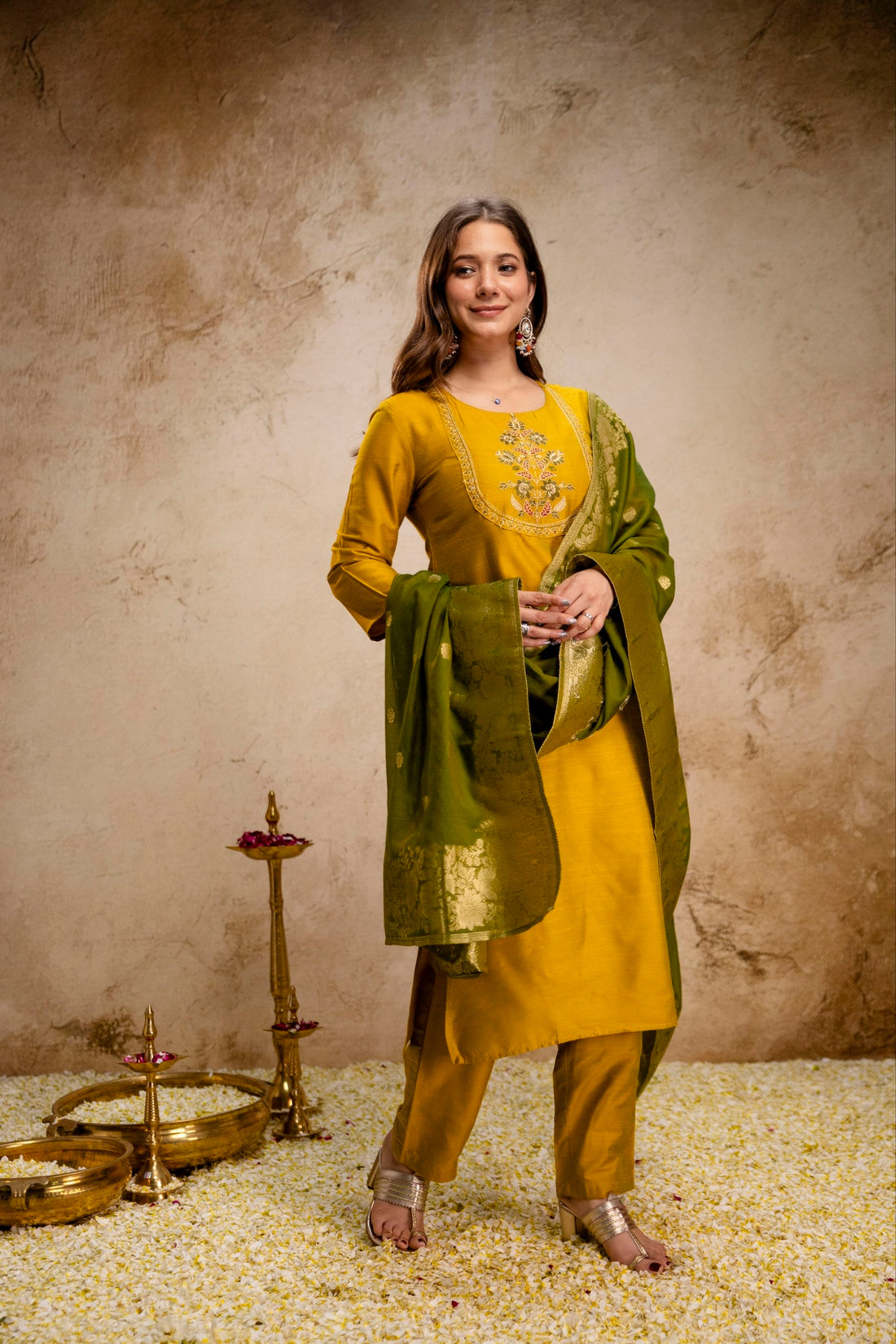 Designer Heavy Vetican Kurta Pant Dupatta Set for Women