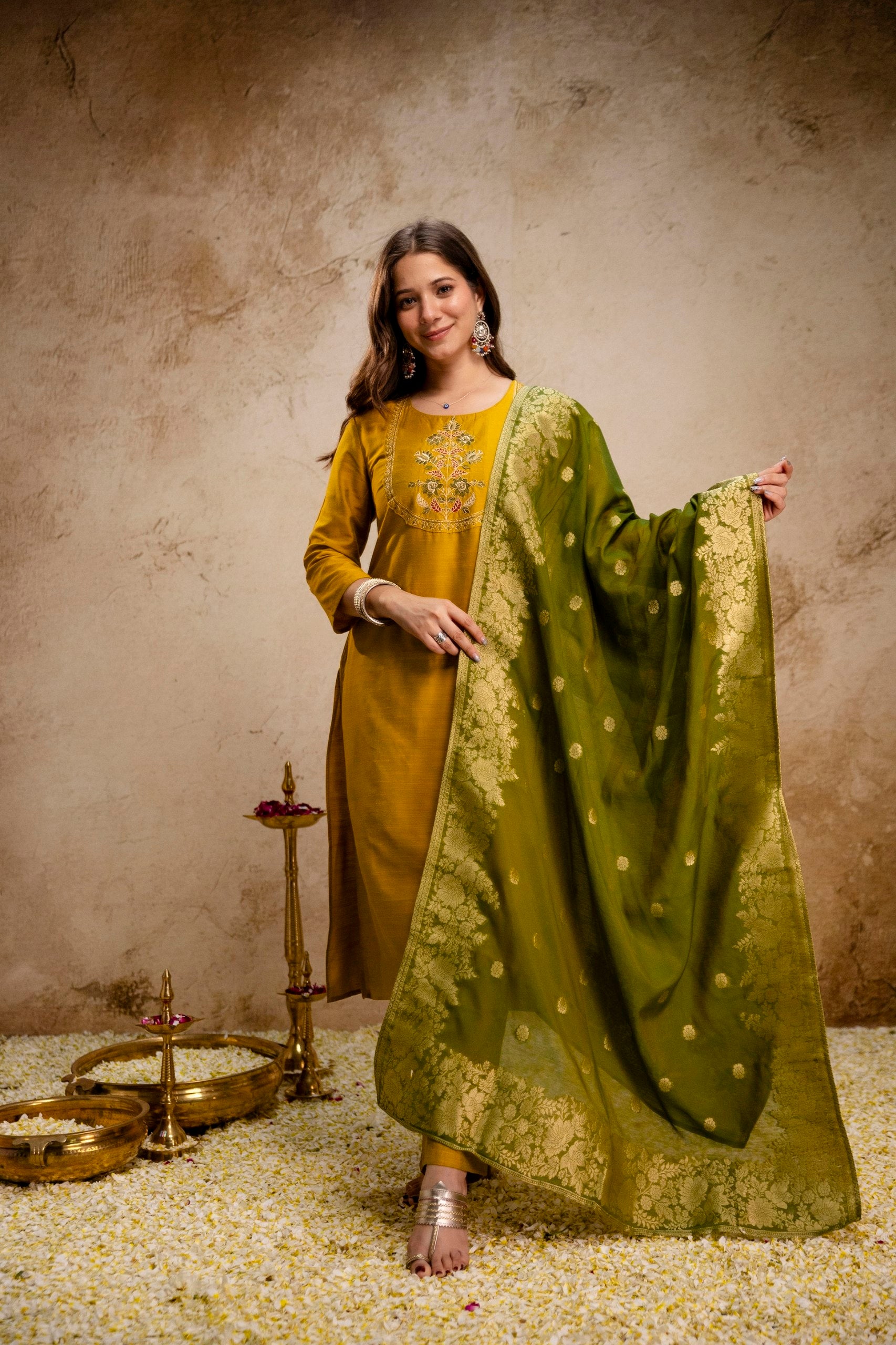Designer Heavy Vetican Kurta Pant Dupatta Set for Women