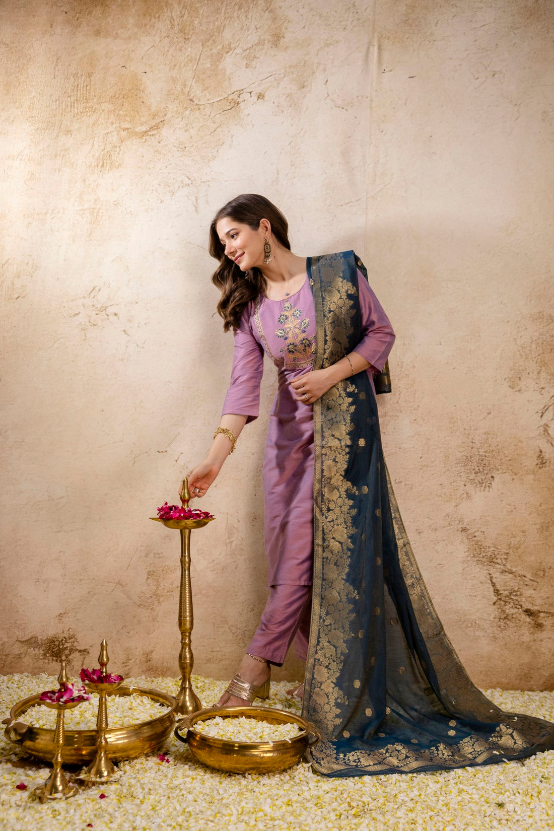 Designer Heavy Vetican Kurta Pant Dupatta Set for Women