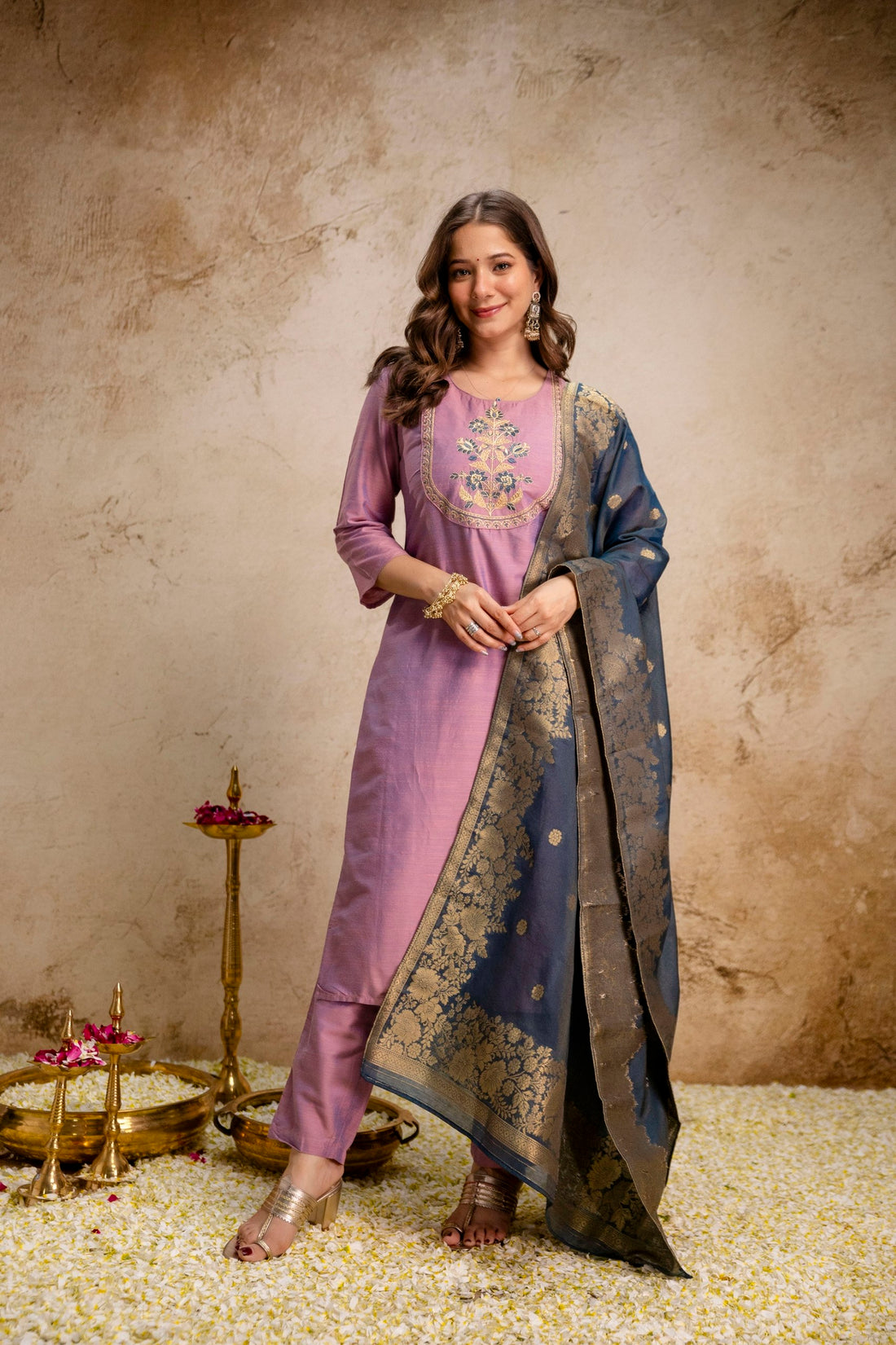 Designer Heavy Vetican Kurta Pant Dupatta Set for Women