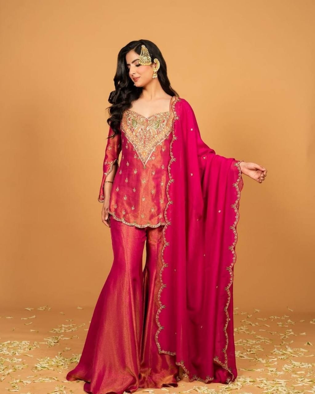 Premium Trendy Silk Kurti Set with Sequence Coding Embroidery & Chanderi Dupatta