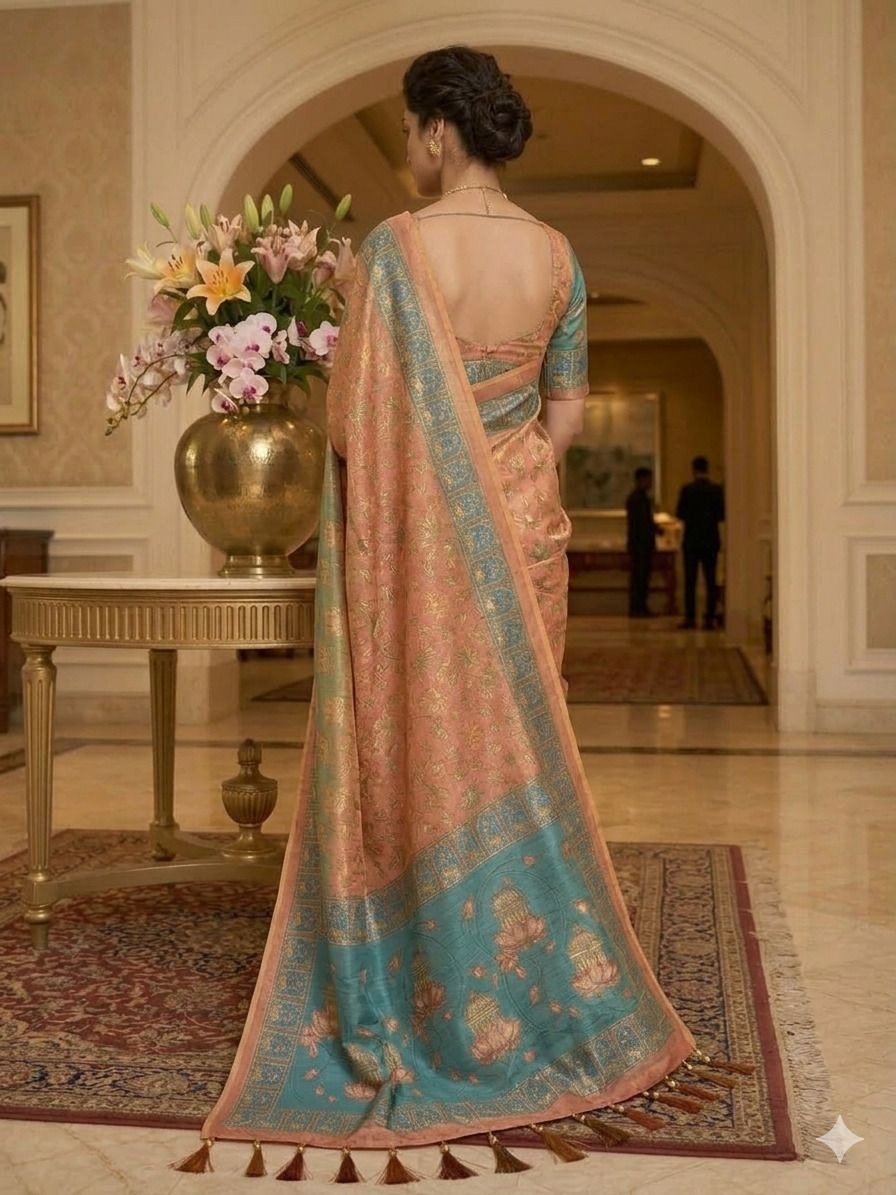 Premium Digital Print Saree with Heavy Border and Blouse Piece
