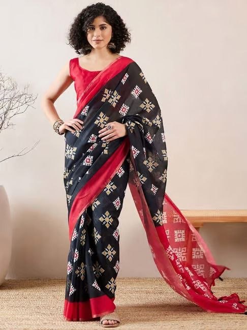 Exclusive Linen Cotton Digital Printed Saree for Women