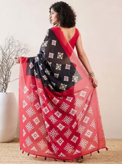 Exclusive Linen Cotton Digital Printed Saree for Women