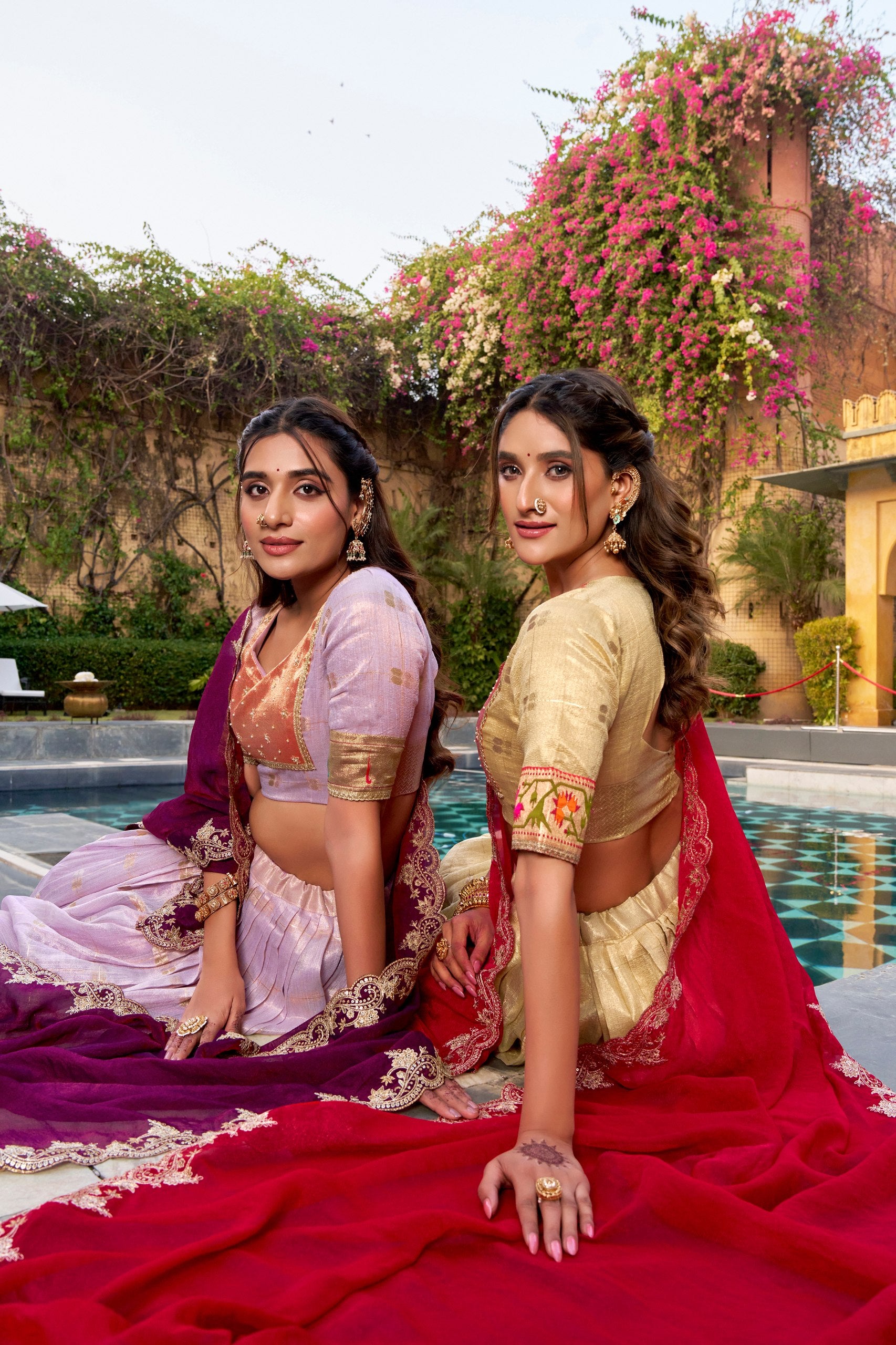 Paithani Border Slub Kota Lehenga Choli Set With Embroidered Dupatta