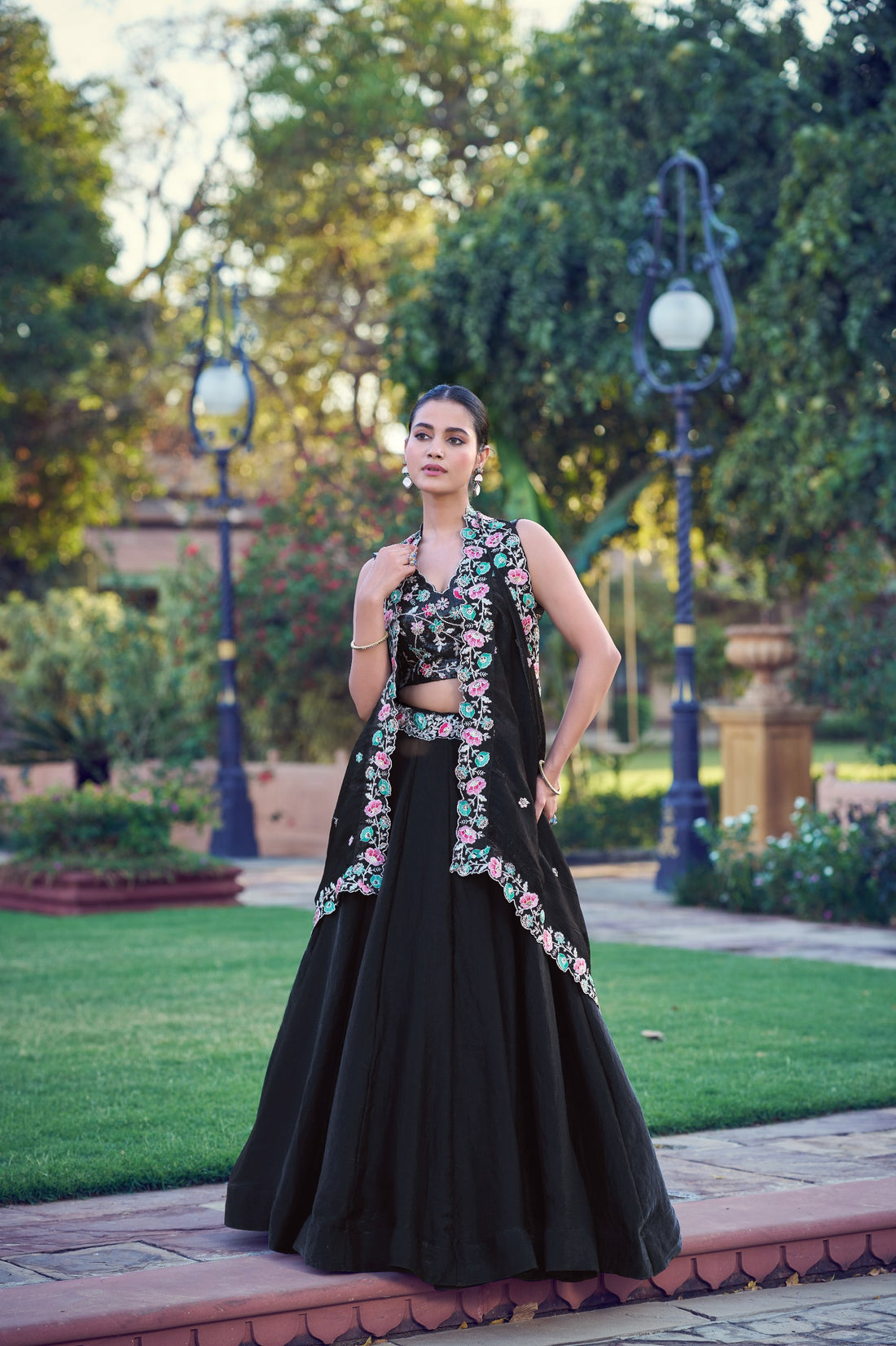 Designer Frendysilk Lehenga Choli Set with Sequins Embroidery Dupatta