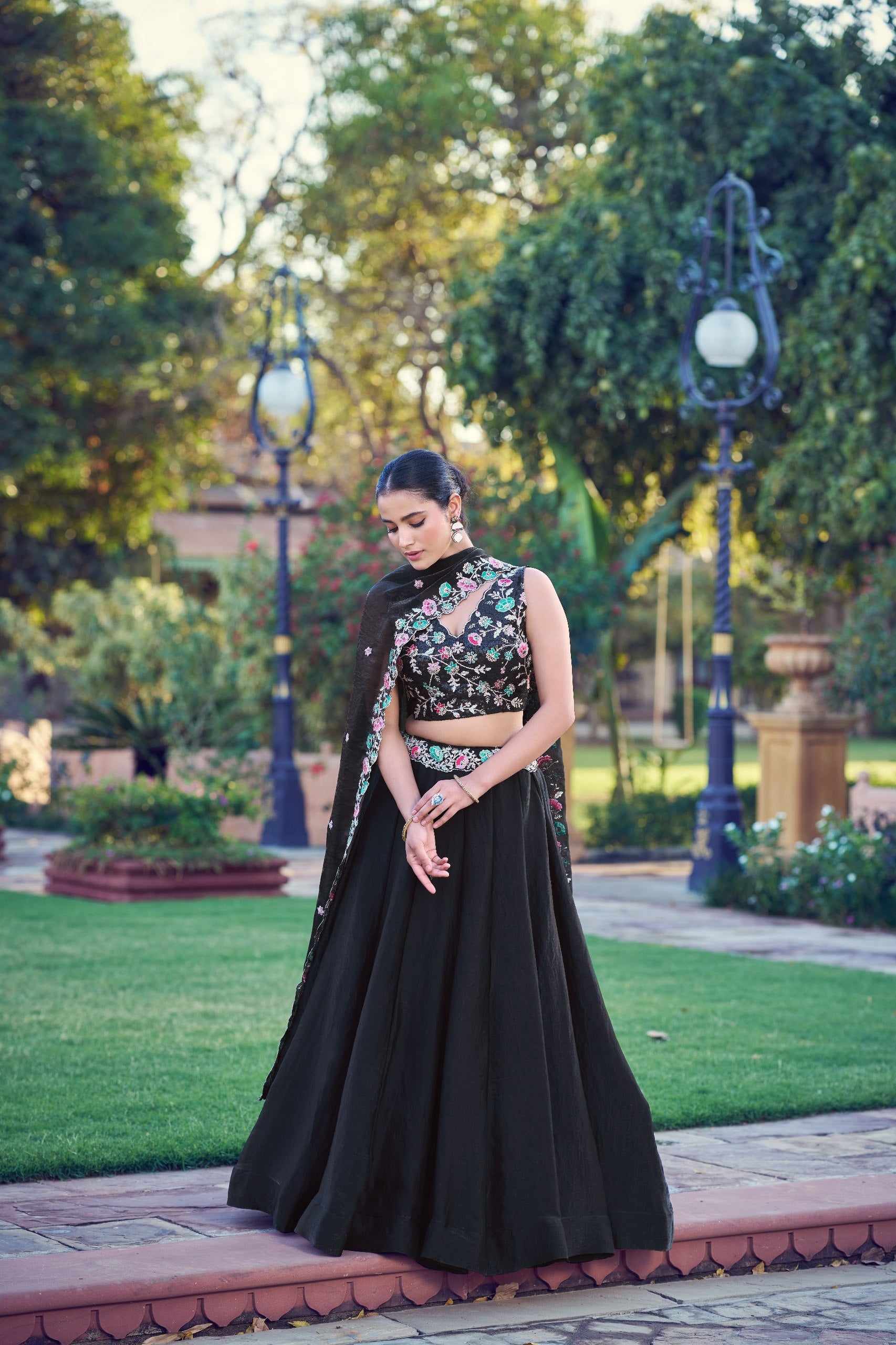 Designer Frendysilk Lehenga Choli Set with Sequins Embroidery Dupatta
