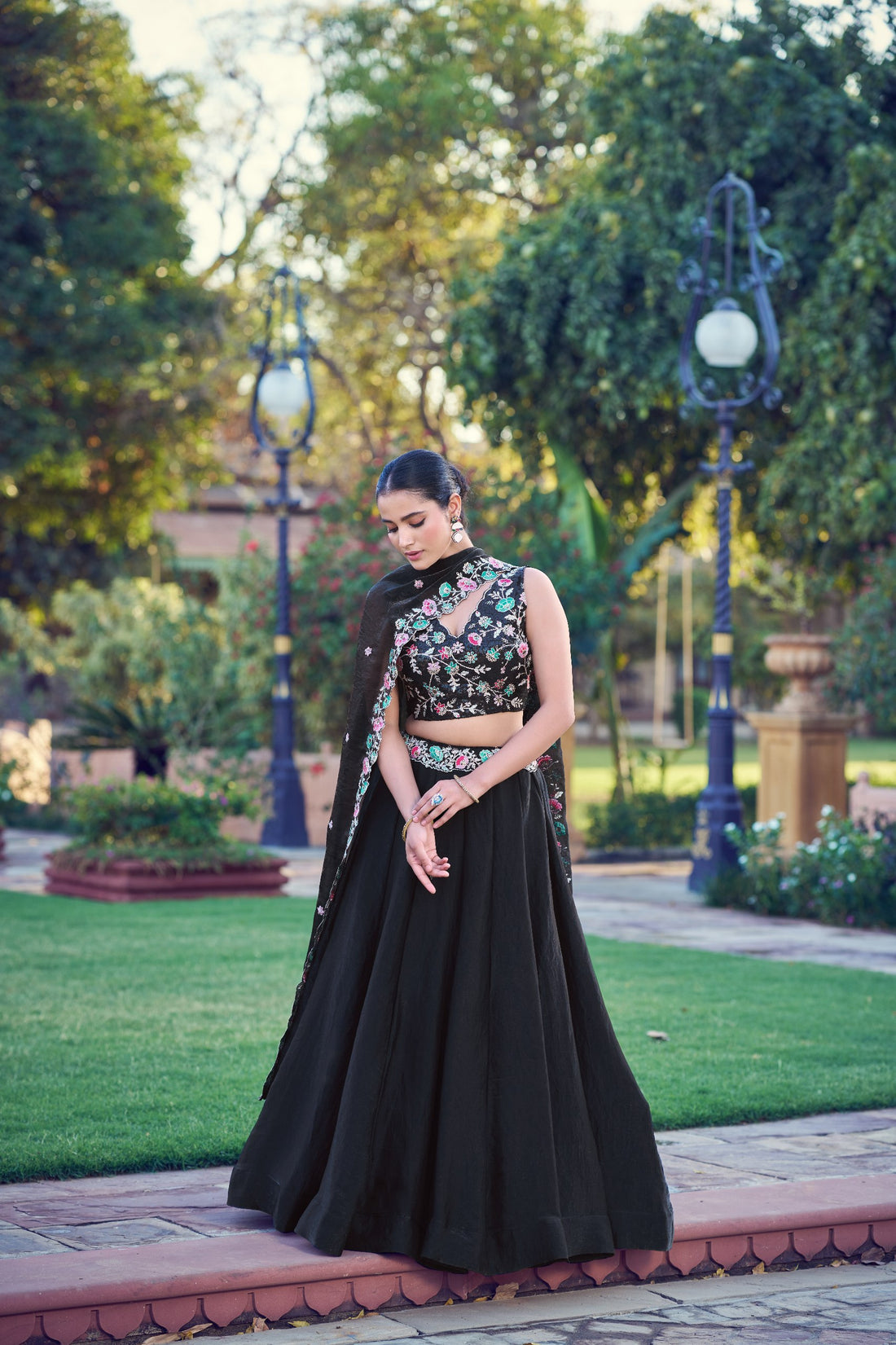 Designer Frendysilk Lehenga Choli Set with Sequins Embroidery Dupatta