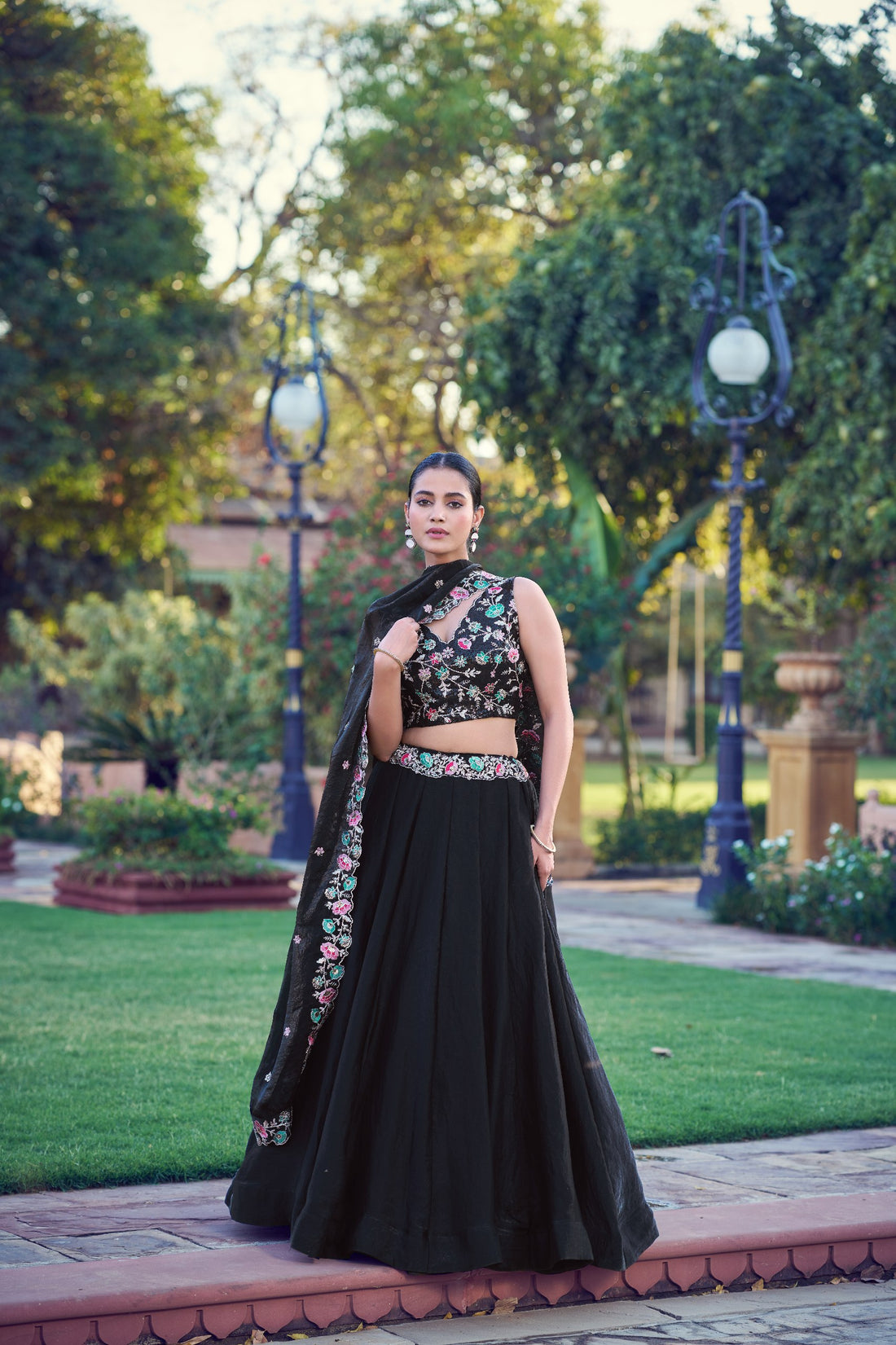 Designer Frendysilk Lehenga Choli Set with Sequins Embroidery Dupatta