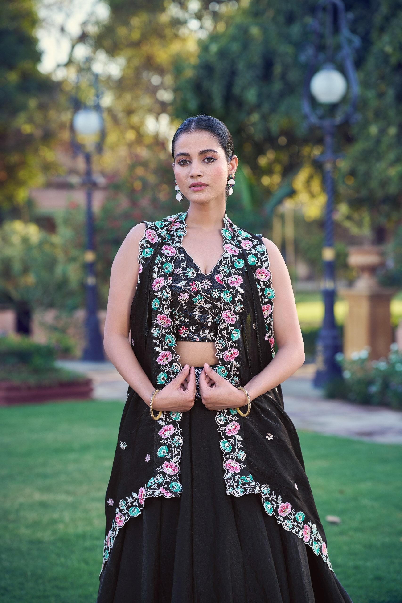 Designer Frendysilk Lehenga Choli Set with Sequins Embroidery Dupatta