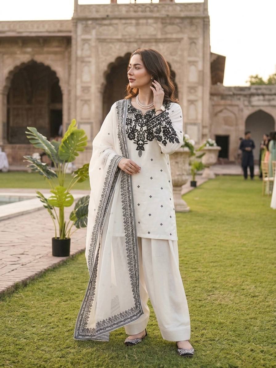 Party Wear Farshi Salwar Suit Set for Women with Organza Dupatta