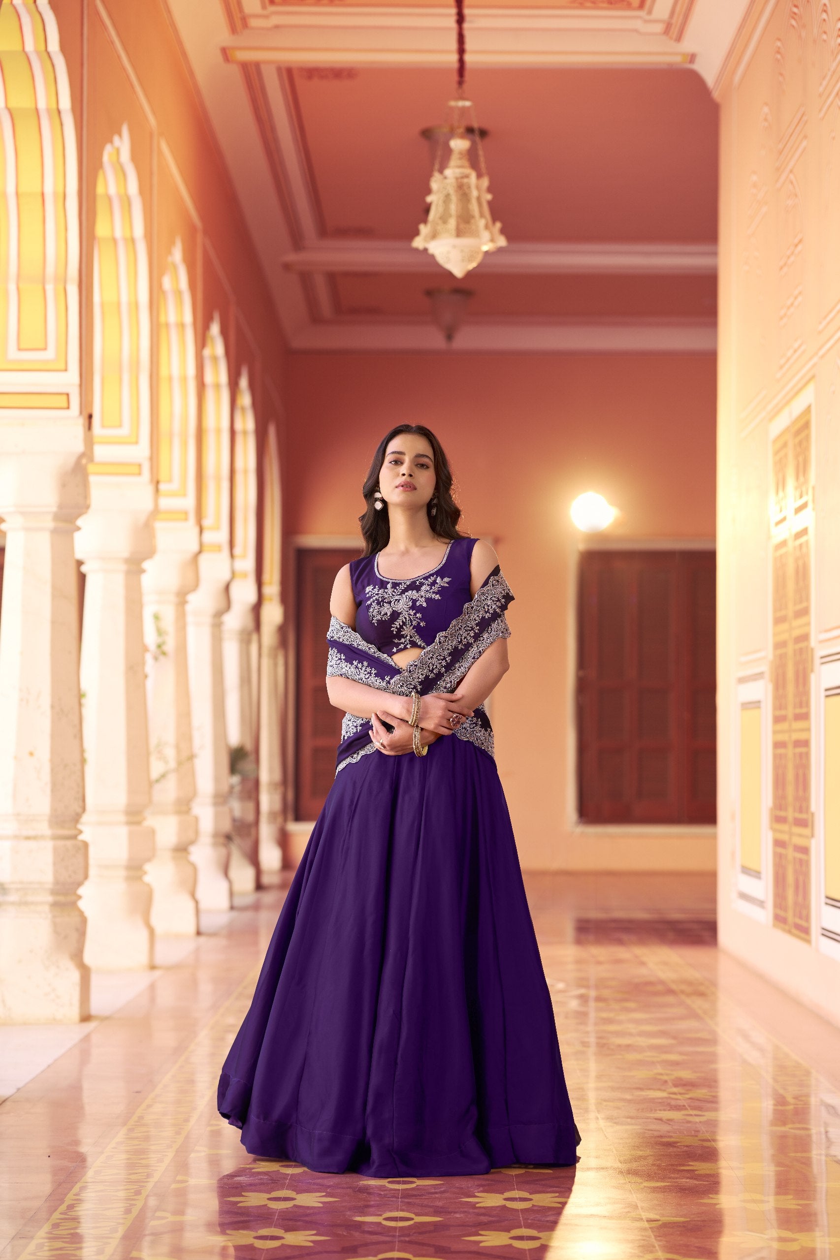 Rangoli Silk Lehenga Choli Set with Tube Beads, Sequins & Thread Embroidery Work