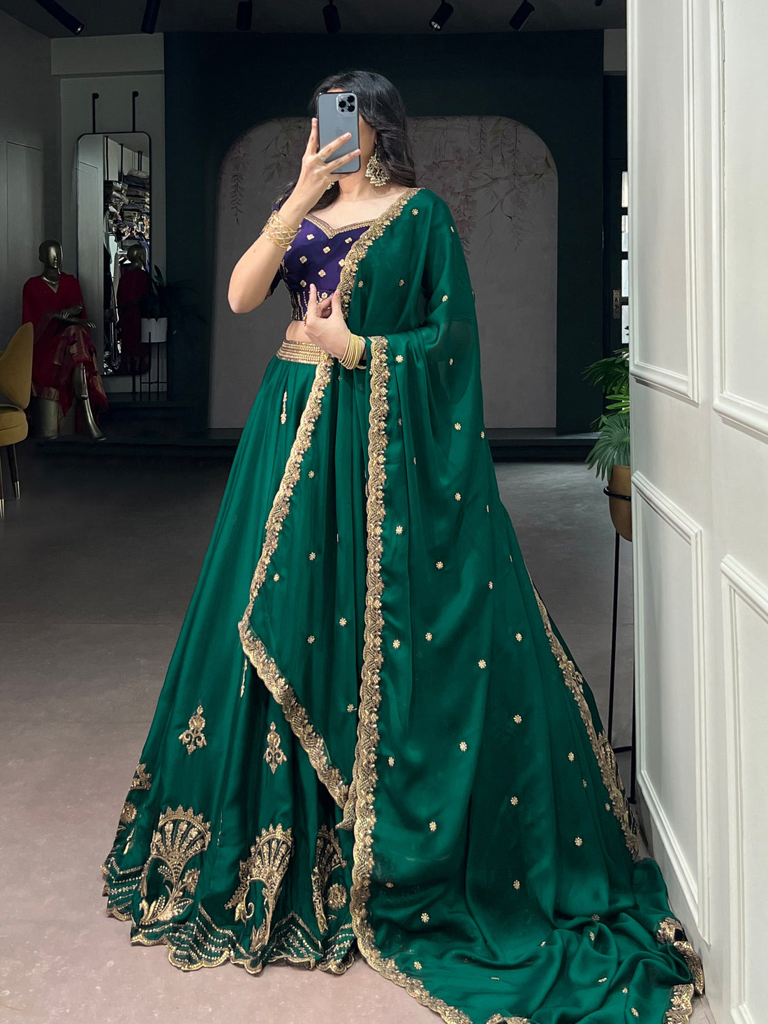 Rangoli Silk Lehenga Choli Set with Tube Beads, Sequins & Thread Embroidery Work