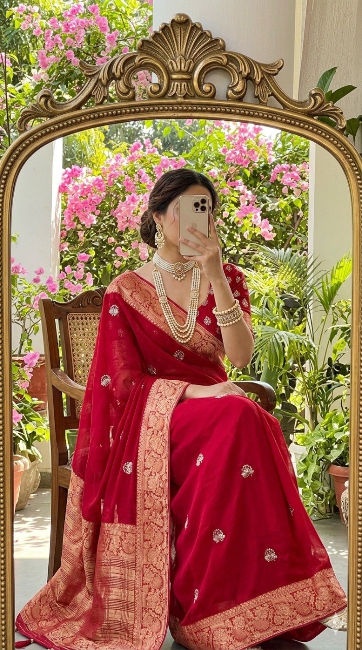 Traditional Banarasi Soft Silk Saree with Exclusive Jacquard Blouse