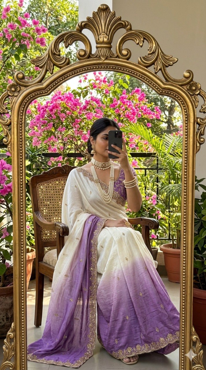Premium gold crush Saree With Original beeds work with butti design "KTD 3010"
