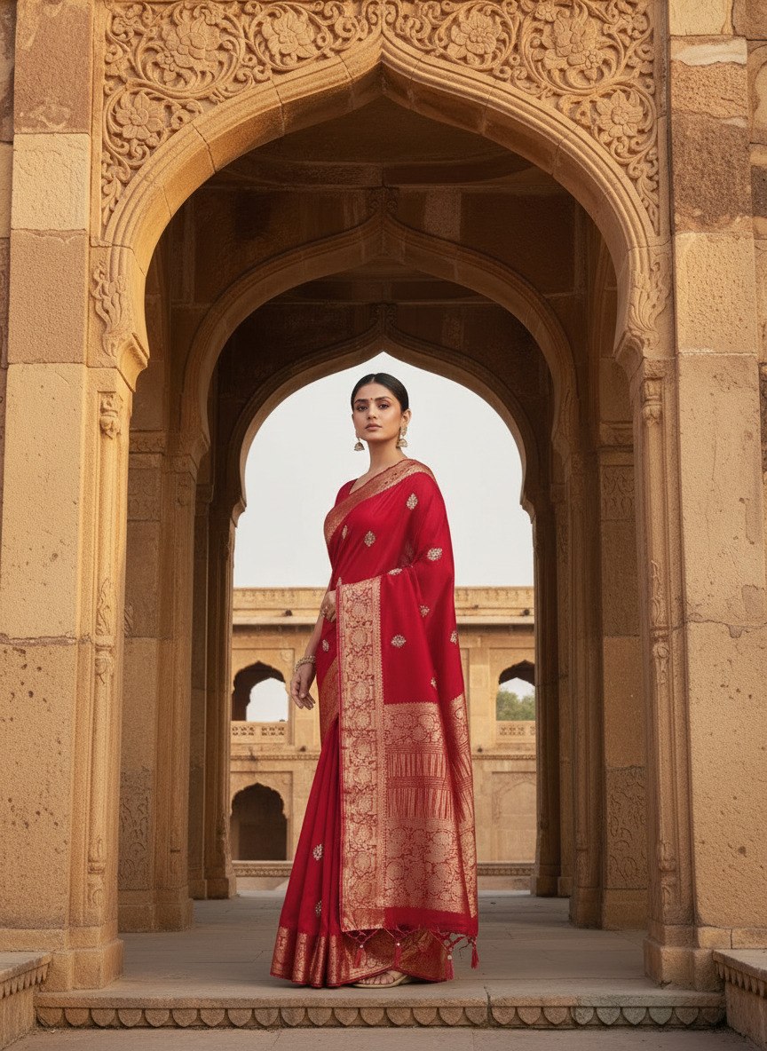 Traditional Banarasi Soft Silk Saree with Exclusive Jacquard Blouse