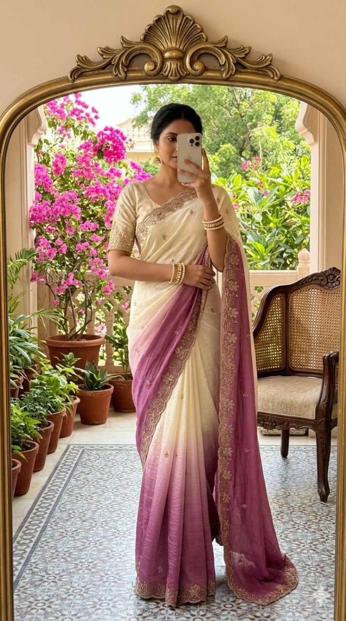Premium gold crush Saree With Original beeds work with butti design "KTD 3010"