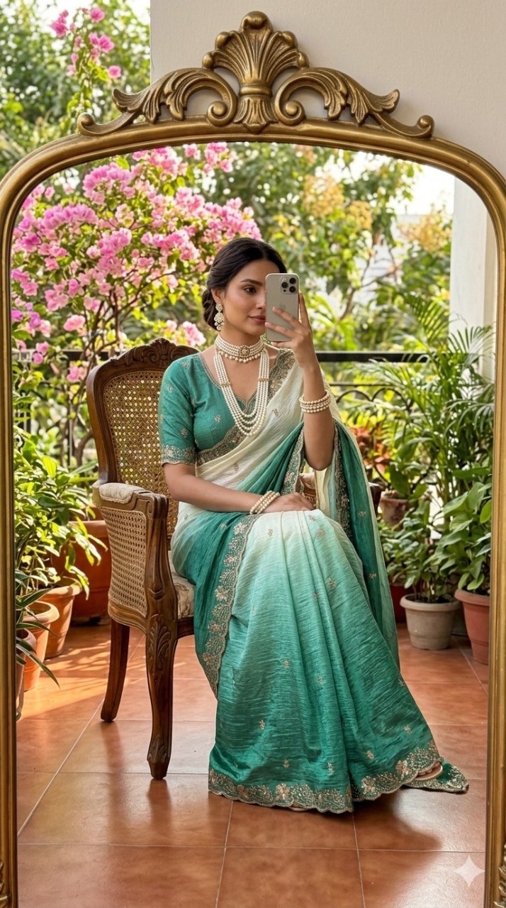 Premium gold crush Saree With Original beeds work with butti design "KTD 3010"