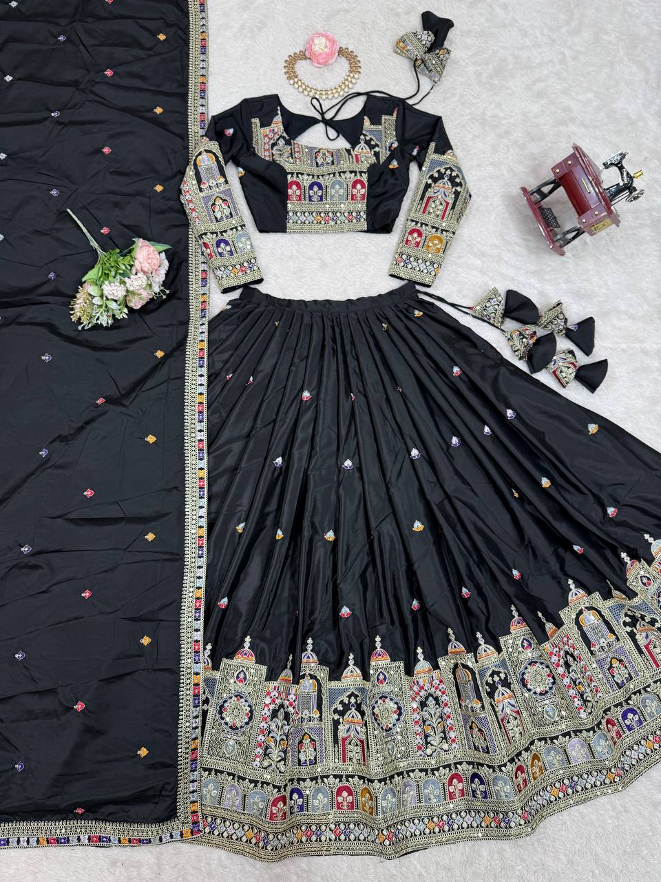 Natural Crepe Silk Coding Dori Sequence Work Lehenga Choli