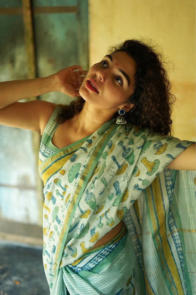 Exclusive Linen Cotton Digital Printed Saree for Women