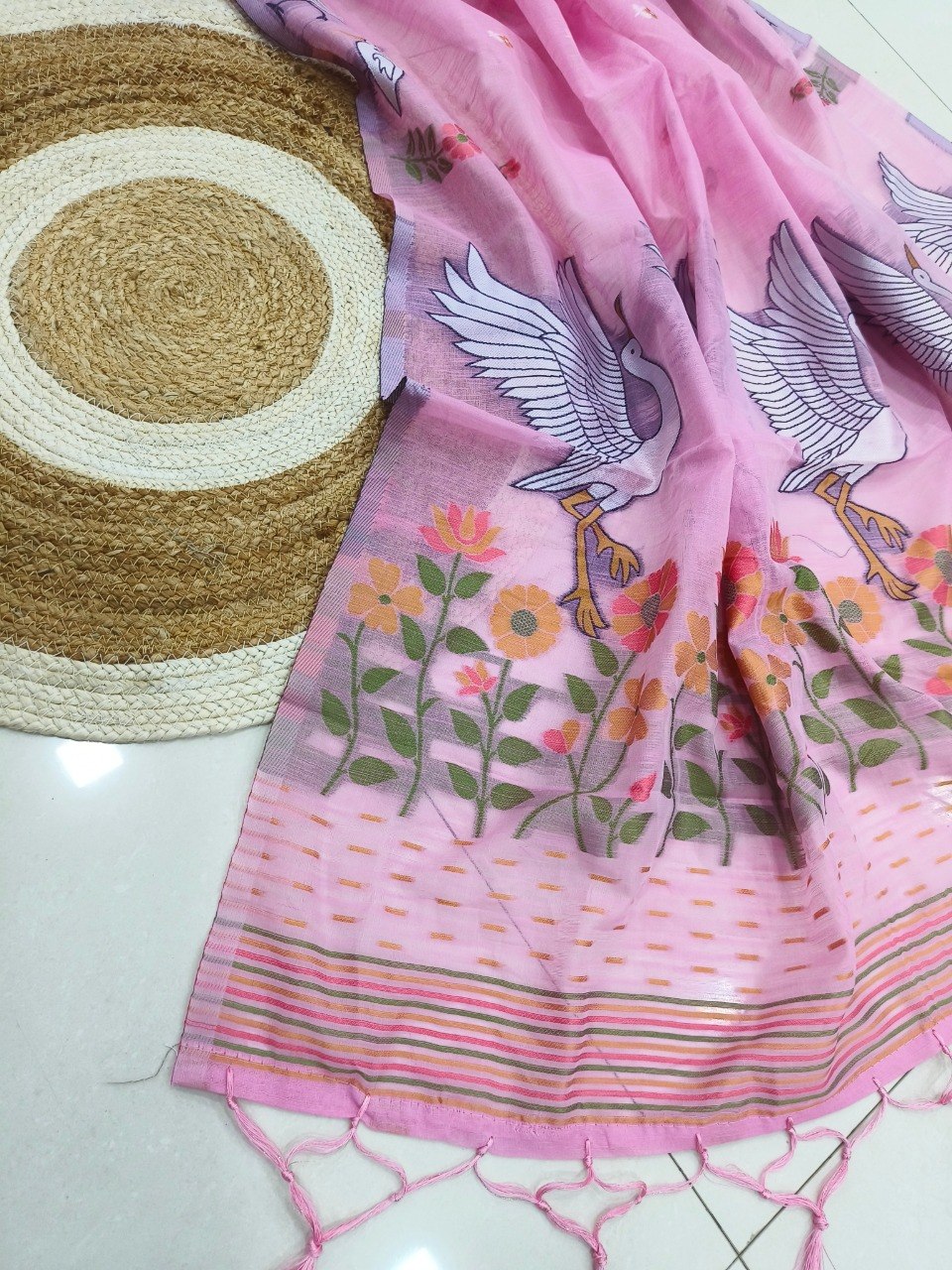 Premium Linen Slub Saree with Rich Pallu and Zari Border