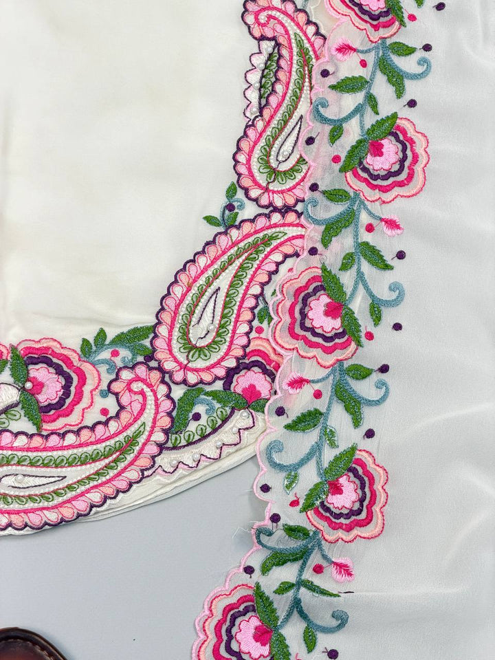 Designer Heavy Georgette Farshi Salwar Suit with Embroidered Dupatta
