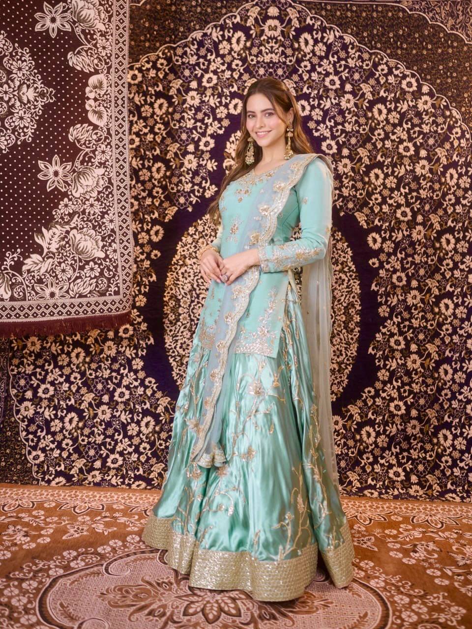 Premium Japan Satin Lehenga Set with Thread & 5MM Sequence Work