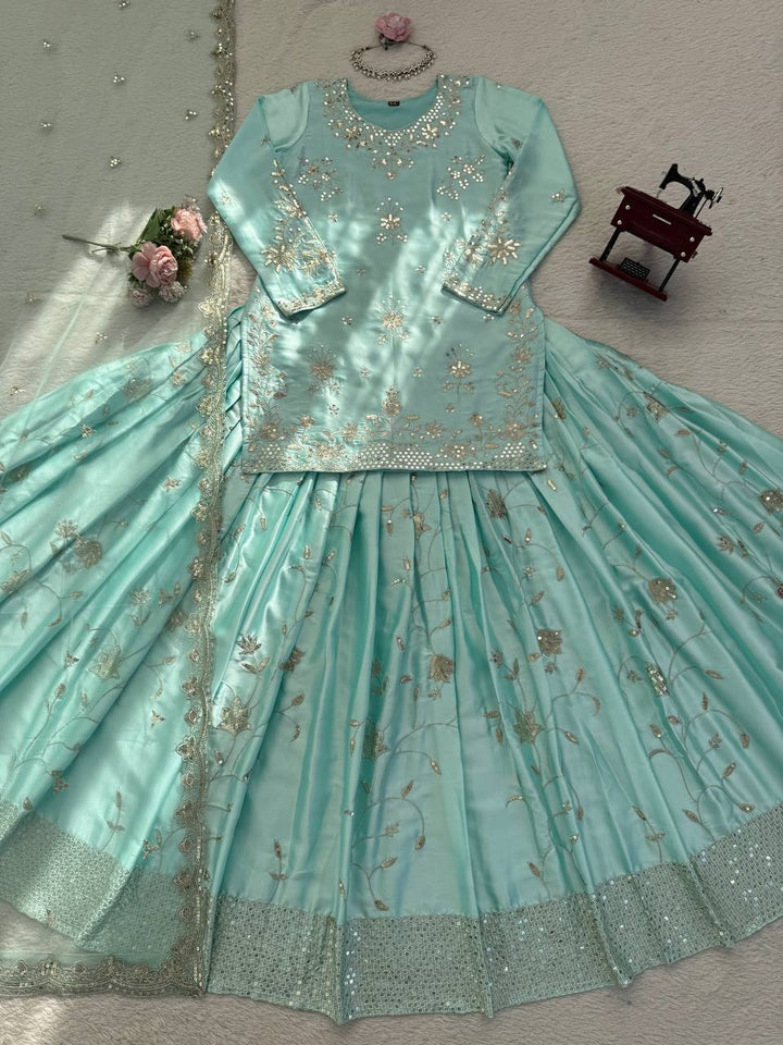 Premium Japan Satin Lehenga Set with Thread & 5MM Sequence Work