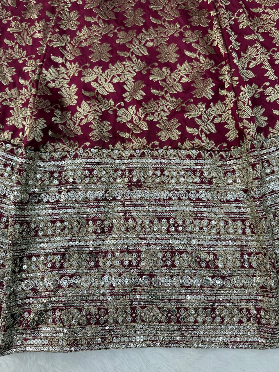 Latest Chanderi Jacquard Embroidered Anarkali Pant Set