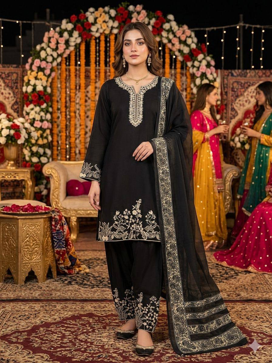 Premium Rayon Kurti Palazzo Set with Real Mirror & Embroidery Work