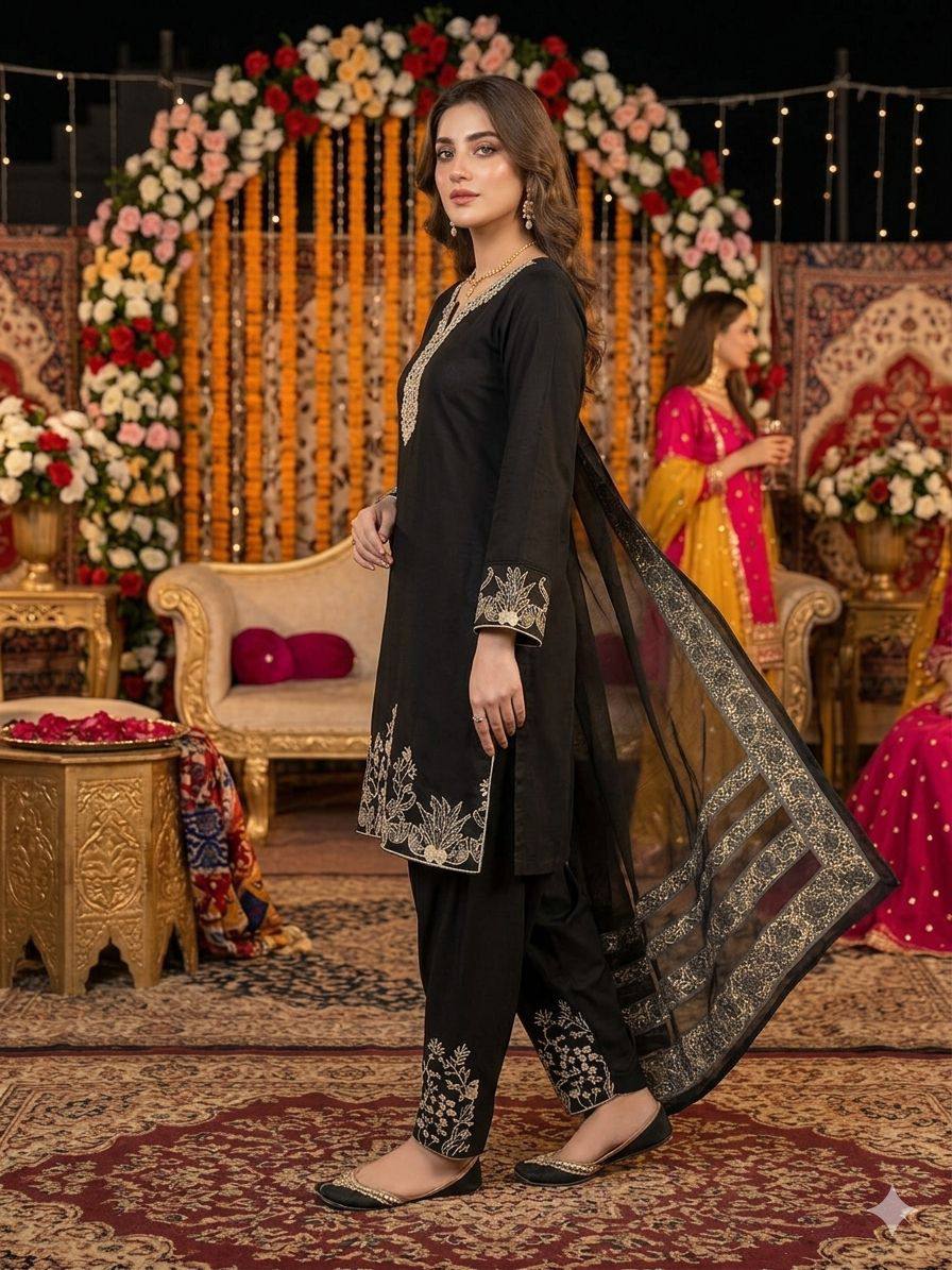 Premium Rayon Kurti Palazzo Set with Real Mirror & Embroidery Work
