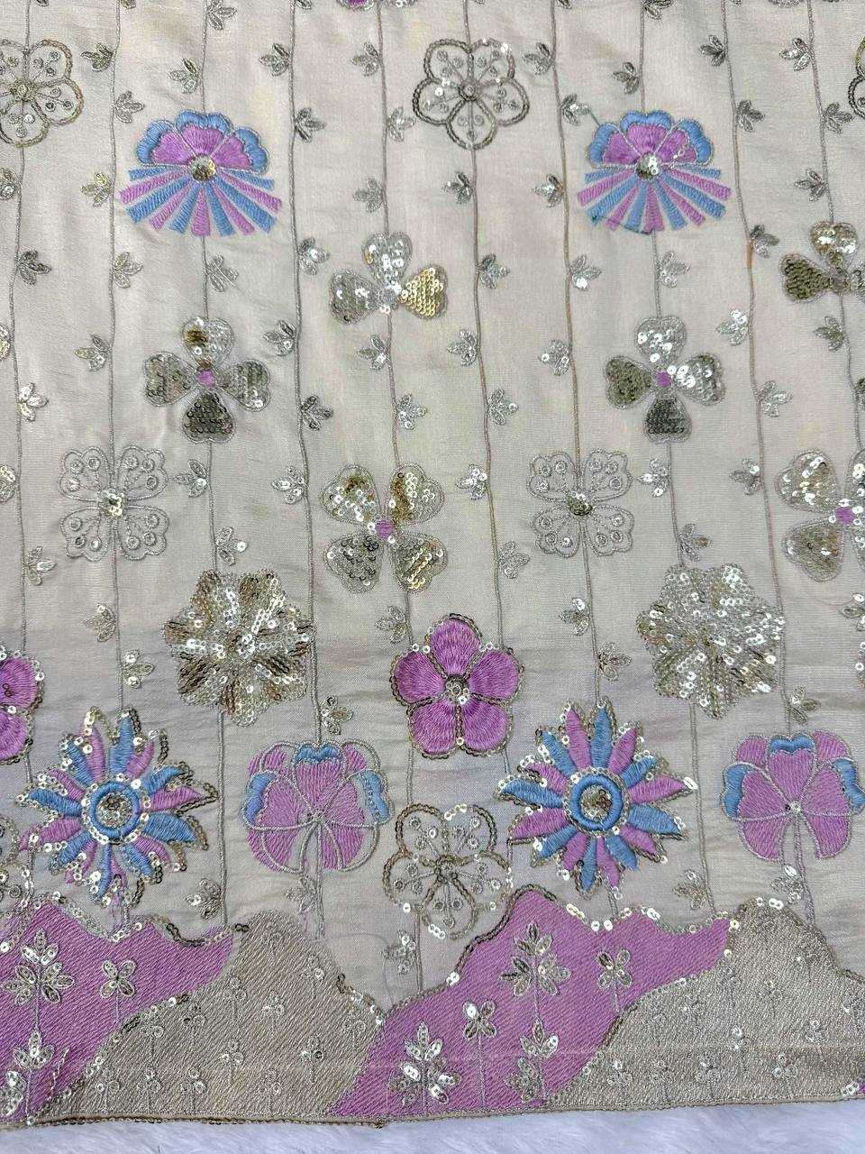 Heavy Thread & Sequence Work Vichitra Silk Kurti Set