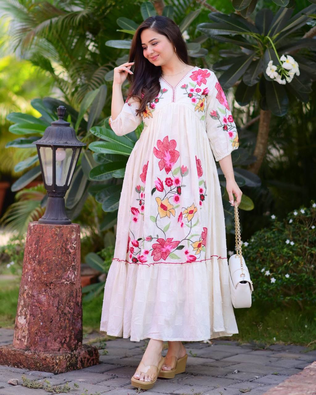 Designer Rayon Embroidered Gown for Women