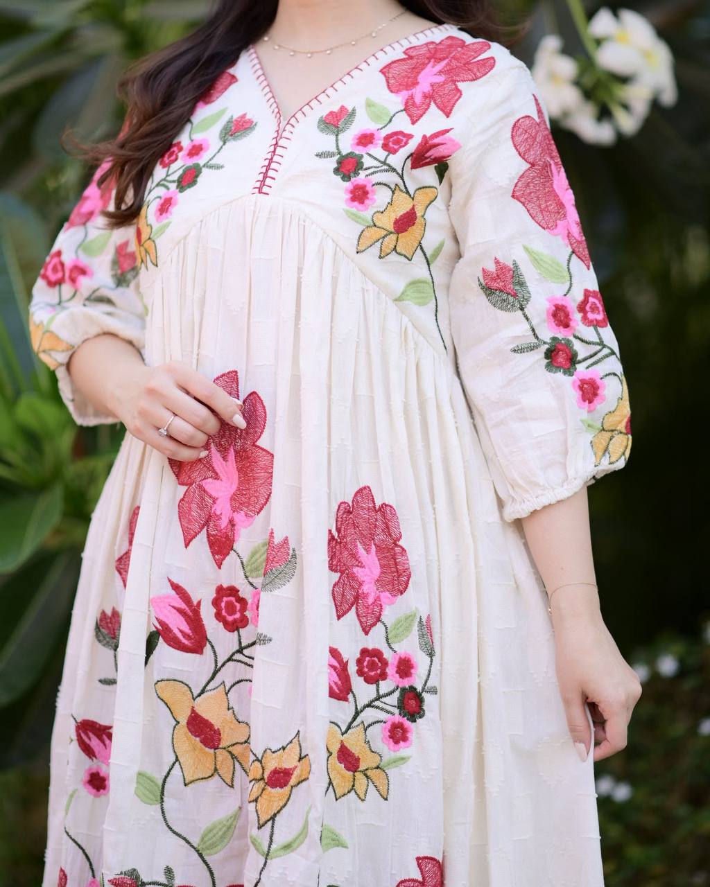 Designer Rayon Embroidered Gown for Women