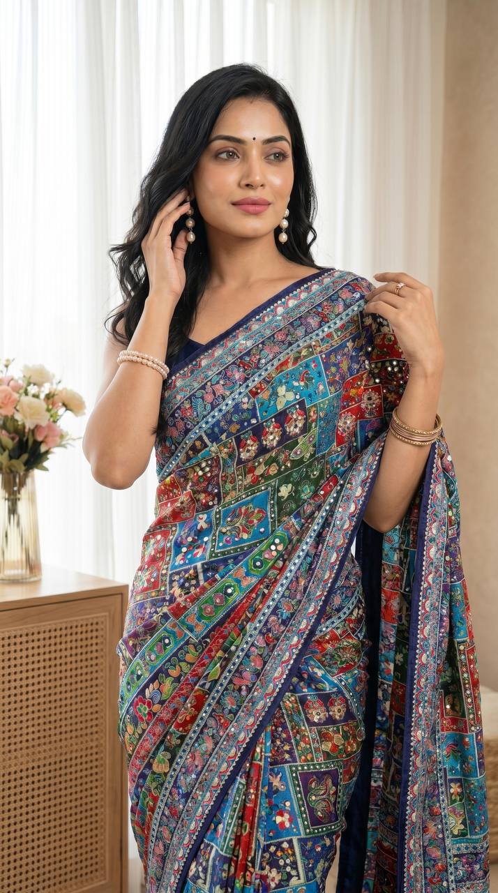 Designer Modal Ultra Silk Crepe Saree with Position Print for Women