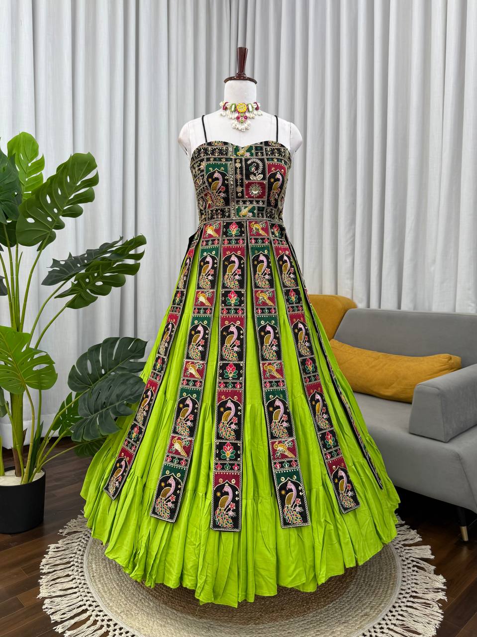 Women’s Bangalore Silk Top with Faux Georgette Lehenga Set | Thread & Sequence Embroidery