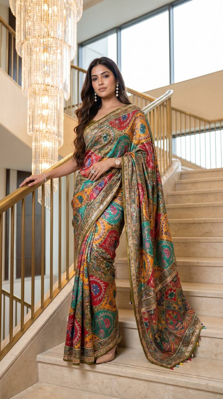 Premium Mirror Work Saree in Modal Ultra Silk Crepe