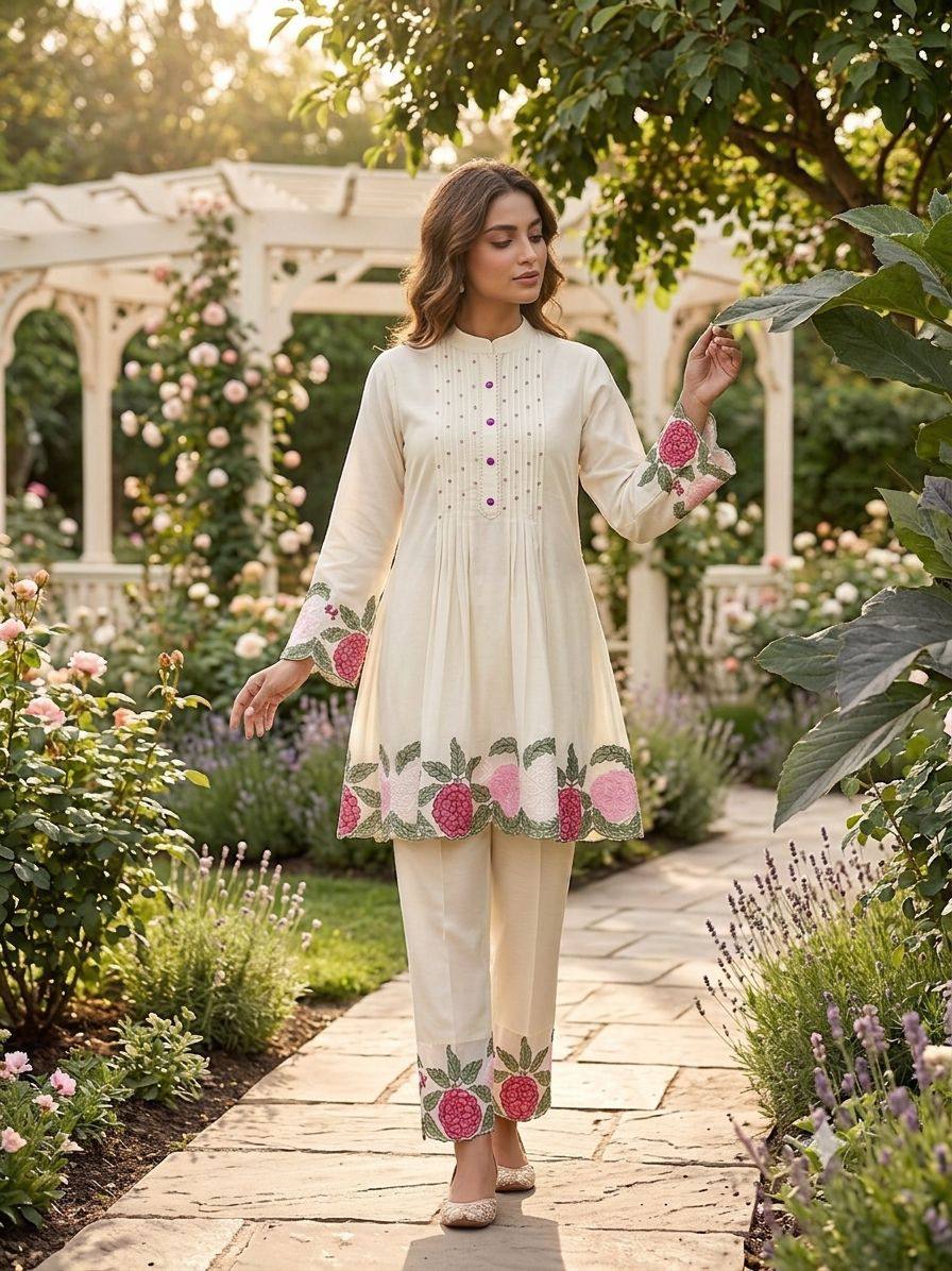Designer Roman Fabric Co-Ord Set for Women