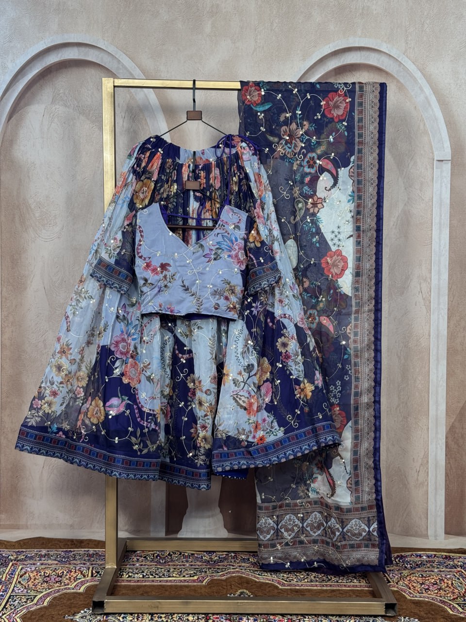 Luxury Tabby Silk Lehenga with Rich Digital Print